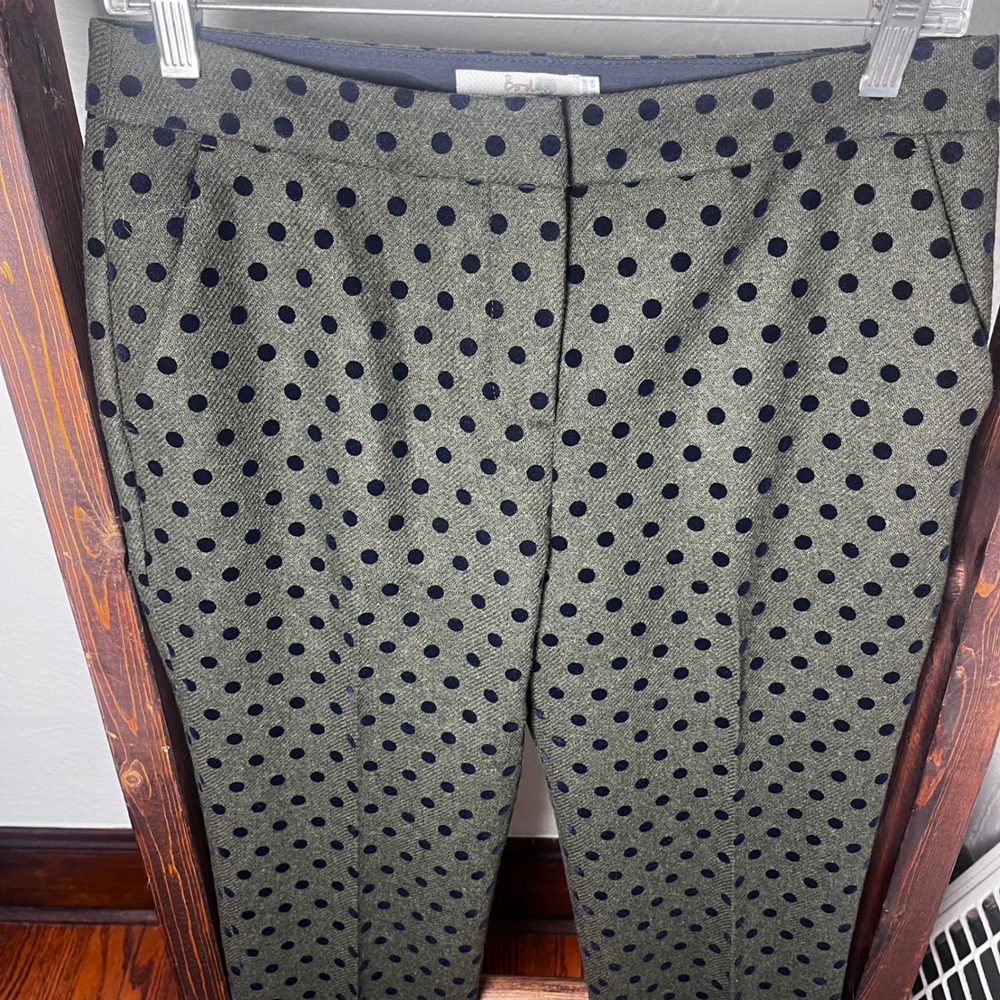 Boden Olive Green Wool Blend Polka Dot Trousers Pants US 6R Career Preppy Academ - Picture 2 of 12